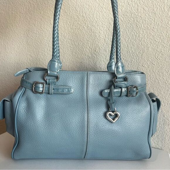 BRIGHTON Baby Blue Y2K Lorna Tote Shoulder Bag Braided Handle Vintage Boho - Picture 1 of 11